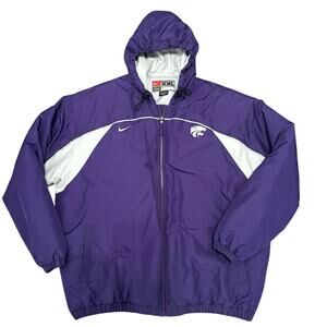 Nike Kansas St wildcat athletic hooded bomber jacket new XXL purple kstate Fan